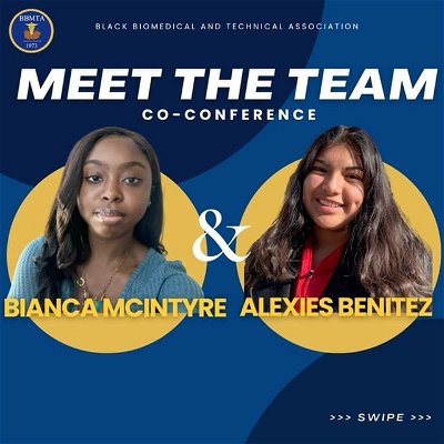 Meet the team! 
•
We’re excited to introduce to some and reintroduce to others, our BBMTA Conference Chairs for the 2022-2023 school year, Bianca, @bianca_meile , and Alexies, @alexies.benitez ! 
•
They’re working effectively to ensure our Annual Healthcare Conference is a great experience for all attendees! 😄
