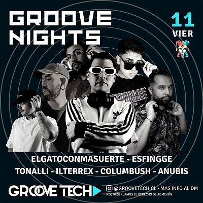 *#GrooveNights by Groove Tech x Carnaval*
Este 11 de Noviembre los invitamos a una noche de #GrooveNights en #RedHouse

*Desde las 00:00 hasta ???*

- @columbush_
- @tonalli_dj
- @elgatoconmasuerte
-  @esfingge
- @anubisdeejay
- @ilterrexdj

LISTA DESCUENTO:

https://docs.google.com/forms/d/e/1FAIpQLSe9gGSbYQcCXOeLc7HKU4Xcn6mRtrQ6OIsGHImL-QyDqqTL2w/viewform?usp=pp_url

#GrooveNightsByCarnaval
FREE: PRIMEROS 10 EN LISTA HASTA LAS 01:30 AM
$7.000 HASTA LAS 4 AM
10mil entrada general