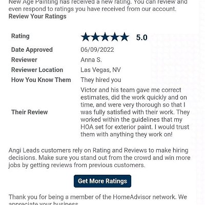 Great week. Out guys always knock it out of the park
Great to hear that our team did great!!

Hashtags

Another happy customer! 👐

Interior & Exterior Paintings and Coatings
For a Free Estimate Call today at 702-551-4455

We proudly serve all residential properties in Las Vegas, NV

#lasvegaspainter 
#paintinglasvegas #lasvegasbusuiness #commercialpainting #residentialpainting 
#lasvegascontractor 
#lasvegasrealestate #lasvegasrealtor #lasvegasblvd #nevadapaintingcompany #paintcompany #stucco #stuccowork #videoreviews