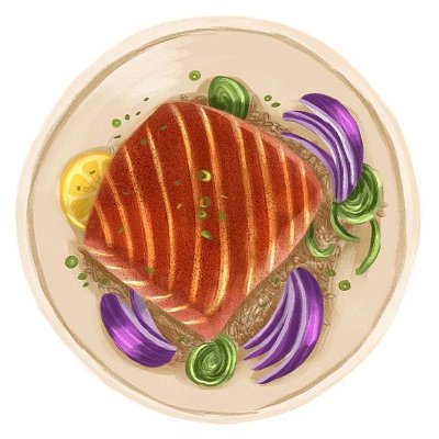 A salmon dish for a client. I seem to find still life more relaxing even though I want to be doing children's illustration😄 maybe more practice with characters will help it become more like second nature.

#illustrating #foodillustration #foodie #salmondish #digitalillustrator #stilllifepainting #deliciousfood #illustree #illustrationart #illustrationofinstagram