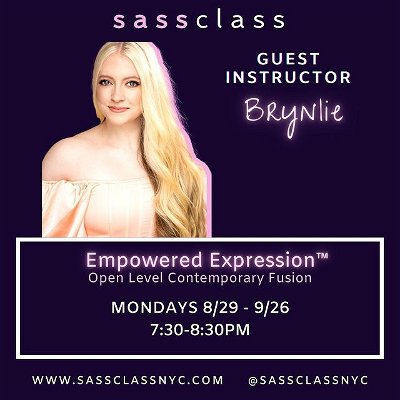 over the moon to announce we have a guest slot @sassclassnyc 🥹💜 starting tomorrow, empowered expression (contemporary fusion) is every Monday at 7:30 and I can’t wait to explore a different energy and style of contemporary each week through September. It means the world to be in a space with you 💐 thank you so much for you 💛

#nycdanceclass #sassclassnyc #contemporaryclass #adultdanceclass