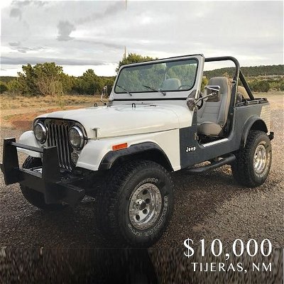 1984 CJ 7 Jeep
——
“Great condition and driver. 1984 CJ7 Jeep with soft top and doors, 6 cylinder, 258 motor, 5 speed, kill switch, Alpine - Rockford Fosgate system with amp, Brand new Yokohama tires and Mickey Thompson rims, lots of new parts. Fun vehicle!”

SEE OUR STORY FOR LISTING LINK:
https://albuquerque.craigslist.org/cto/d/84-cj7/7484463520.html

Car info: #jeep  #1980s #cheapclassicsNM #jeep
——
#classiccar #collectorcars  #carporn #coolcars #carlifestyle #vintagecars #vintagecarsdaily #vintagecarshow #carshopping #buyacar #carbuying #forsale #keepitclassic  #buyerbeware #nogaurantees #classiccars #cheapclassics #cheap_cassics #classiccarsforsale