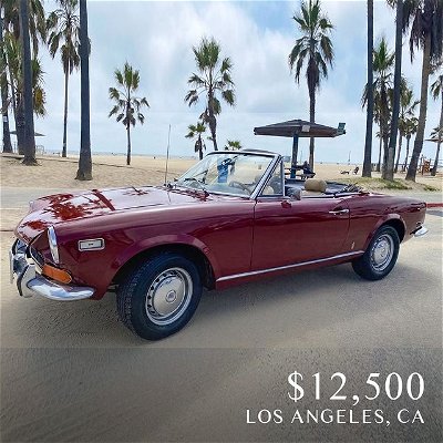 1971 Fiat 124 Spider Sport
——
“5 speed manual. Runs and looks great. Low miles, only 66,600. Burgundy with tan interior and excellent tan top. All original. Very clean inside and out. Always serviced and maintained. Great on gas. A real head turner. Comes with trunk luggage rack and new breaks.”

SEE OUR STORY FOR LISTING LINK:
https://losangeles.craigslist.org/wst/cto/d/los-angeles-1971-fiat-124-spider-sport/7488188503.html

Car info: #fiat  #1970s #cheapclassicsCA #spider
——
#classiccar #collectorcars  #carporn #coolcars #carlifestyle #vintagecars #vintagecarsdaily #vintagecarshow #carshopping #buyacar #carbuying #forsale #keepitclassic  #buyerbeware #nogaurantees #classiccars #cheapclassics #cheap_cassics #classiccarsforsale