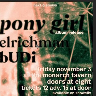 !hello extra extra surprise we are playing the @ponygirlband album release show tn with @bb.budiji at @monarchtavern come thru tix at door ⚡️⚡️⚡️⚡️⚡️⚡️⚡️⚡️⚡️⚡️⚡️⚡️⚡️⚡️⚡️⚡️⚡️⚡️⚡️🧐