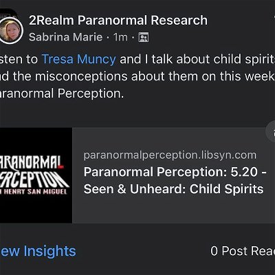 Listen to Tresa Muncy and I talk about child spirits, and the misconceptions about them on this weeks Paranormal Perception. 

https://paranormalperception.libsyn.com/520-seen-unheard-child-spirits