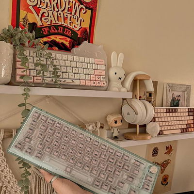 new obsession, activated 💫

this is my keyboard collection so far and I love it! I do hope to slowly grow it, but I have no way of displaying them apart from my shelves (struggles of having a gaming setup in the living room) 😭

Maybe a peg board next to my monitors could work. What do you think? 

If you have a keeb collection, let me know how you display them, and what your favourite keyboard is! 🔮