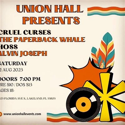 Wooooo hoooo!

First of our final 2 Summer Shows!

We’re back at the amazing, the wonderful, the oh-so-delectable @unionhallevents with @the_paperback_whale @alvin__joseph  and our good buddies, @hoss5ound 

This is will be an awesome show, so miss it at your existential peril.

PS - go show our new EP “ We All Get Lost Along The away” some love today!

https://open.spotify.com/album/62ivtL1fdnLoaDBYJpKkWX?si=VBONKU8UQli3I6X1ge0kNw