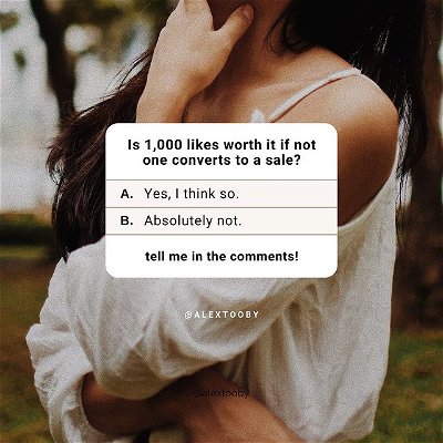1,000 LIKES OR 1 SALE? What's more important to you? 💸 ⁠⁠
⁠⁠
Instagram is the most powerful social media platform for generating exposure and income for your business, but let’s be real: it can be a HUGE waste of time if you aren't using it correctly. 🤷🏻‍♀️⁠⁠
⁠⁠
If your posts aren’t reaching more people or generating quality engagement it’s most likely because: IT DIDN’T STOP THE SCROLL, or CONNECT!
⁠⁠
It happens to all of us, but the key to creating content that leads to sales for your business is engaging your audience the right way. Is 1,000 likes worth it if not one of those people purchases your product or service? Absolutely not! ❌⁠⁠
⁠⁠
Here are a couple of ways your can boost your own reach and engagement RIGHT now with your next post:⁠⁠
⁠⁠
☝🏻Use high quality imagery or video to stop the scroll! Your caption is important (see below) but you have to get them to stop scrolling first. Avoid content that is pixelated, blurry or simply unprofessional.⁠⁠
⁠⁠
✌🏻Know who the hell you’re talking to. Sure, you might know the age and gender of your target audience...but what do they do for fun? What's their profession? What is the main problem they need solved? Once you’ve nailed down those answers, start creating your content in a way that speaks directly to what they’re experiencing. You’ll instantly see more engagement on your posts when you do this.⁠⁠
⁠⁠
🤟🏻Ditch the short, lazy captions! A high-quality image or Reel will get people to stop scrolling, but your caption is what will encourage someone to engage with you. Test out different formats (long vs short or tips vs storytelling) to see what your audience responds best to. Hint: that’s why tip #2 is so important!⁠⁠
⁠⁠
Remember, Instagram doesn't have to be complicated! By making strategic adjustments and testing the impact of the content you’re creating, you’ll begin engaging the right type of people for your brand in no-time.⁠⁠
⁠⁠
Tired of low engagement on your Instagram posts? Download my free guide: 7 Ways to Boost Your Engagement on Instagram, with more methods I use every day that *actually work*. Grab your copy at the link in my bio! 👉🏻 @alextooby⁠