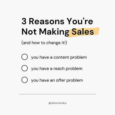 EXCITING NEWS.... 😬⁠
⁠
After years of teaching Instagram strategy and working closely with business owners who sell products and services online, I hear the same problems over and over again..⁠
⁠
"I need more engagement"⁠
⁠
"My followers aren't growing"⁠
⁠
"I barely get any reach on my posts"⁠
⁠
But most importantly, I hear this:⁠
⁠
👉🏻 "I'm not making any sales" 👈🏻⁠
⁠
And I'm guessing thats your issue too.⁠
⁠
Instagram is great but if it's not generating sales for you it's a HUGE waste of time.⁠
⁠
Which is where my exciting news comes in.. I've put together a BRAND NEW, FREE TRAINING teaching you my step-by-step process to consistently making sales from Instagram! 💸⁠
⁠
Inside I'm revealing my tried and true Simplified Sales Strategy™ that takes the complexity out of sales generation and shows you how to drastically increase your revenue in just 4 easy steps.⁠
⁠
This is the exact method that has made me over a million dollars in revenue and changed the lives and businesses of my students, without spending all day creating content or selling your soul to the app! 
⁠
To sign up for the free training, CLICK THE LINK IN MY BIO!⁠
⁠
In addition to my Simplified Sales Strategy™, you'll also learn:⁠
⁠
✅ Where you're wasting your time and how to reallocate it for better results⁠
⁠
✅ The horrifying statistic that will change how you see sales generation forever⁠
⁠
✅ The one question you need to ask yourself before uploading anything to Instagram⁠
⁠
✅ The 'fancy marketing tactic' every business owner must try to generate more sales⁠
⁠
✅ A surprising post-frequency tip that can drastically increase your reach⁠
⁠
✅ The single thing that generates sales more than anything else⁠
⁠
✅ Why 'salesy' doesn't mean 'sleazy' and how to do it right⁠
⁠
And to make things even better, I'm throwing in two bonuses for everyone who shows up live! (I'll share the details of those in another post 😘)⁠
⁠
Ready to *actually* start seeing sales from Instagram? Click the link in my bio to register and I'll see you on the LIVE training next week! 👉🏻 @alextooby⁠
⁠
🎉