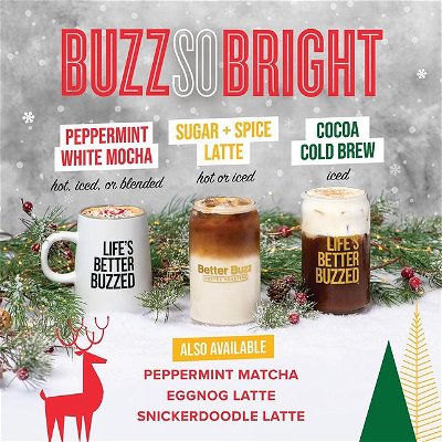 Joy to the world! 🕊️ Our Holiday Drinks are back with a ✨ NEW ✨ handcrafted latte & Better Buzz winter classics… 🧣☕

☃️ NEW Sugar & Spice Latte
☃️ Peppermint White Mocha
☃️ Cocoa Cold Brew
☃️ Peppermint Matcha
☃️ Snickerdoodle Latte
☃️ Eggnog Latte

Which one are you ordering first?!

 
#holidaydrinks #holidaycoffees #wintercoffees #winterinsandiego #coffeeaesthetics #baristadaily #coffeeshop #coffeegram