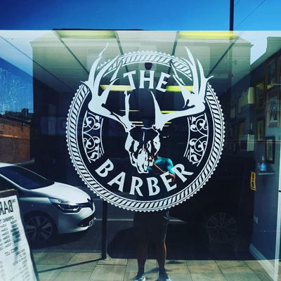 The Barbershop chorley using my artwork for their window decal. #artwork #barbershop #decal #chorley