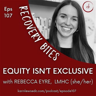 We are honored to welcome our next guest Rebecca Eyre, LMHC (she/her), CEO of Project HEAL, to the show for our newest episode of Recovery Bites, “Equity Isn’t Exclusive.” 

Join Karin and Rebecca for a conversation on Project Heal and their mission for equitable access to care, examining treatment resistance, internal vs systemic barriers for care, the disproportionate ratio of eating disorder providers to individuals suffering, denormalizing the notion of being “sick enough,” the confines to care if outside of society’s stereotype, Project HEAL's Treatment Access program, and more!

Rebecca Eyre is the CEO of Project HEAL, the leading eating disorder nonprofit in the US creating equitable access to care through offering direct services to eating disorder sufferers who are unable to access treatment, in addition to their research, advocacy, and community education.

Rebecca is a licensed therapist who has treated individuals with eating disorders since 2011, during which time she has gained expertise on the many systemic, healthcare, and financial barriers that millions in the US face when seeking eating disorder care. She is a vocal advocate at the intersection of eating disorders and social justice, and believes that the key to transforming the eating disorder landscape into an accessible, affirming, and healing space for everyone is expansion. Follow @projectheal for more. 

You can listen to Rebecca’s episode by following the link in our bio, at karinlewisedc.com/podcast/episode107, and on all podcast streaming platforms. As always, thank you for listening!
.
.
.
#EatingDisorderAwareness #EquityMatters #AllBodiesAreGoodBodies #ProjectHEAL #HealingIsPossible #EDSupport #Inclusion #RecoveryWarrior #AntiDietCulture #HealthcareEquity #MentalWellbeing #RecoveryIsReal #HAES #HealthAtEverySize #FatAcceptance #RecoveryFighter #BodyLiberation #EatingDisorderRecovery #EDWarrior #MentalHealthIsHealth #EDCommunity #RecoveryPodcast #RecoveryBites