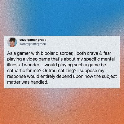 🌸 CALLING ALL GAMERS W/ MENTAL ILLNESS 🌸 ⁣
⁣
I’ve got a question for ya, fam! 💬 ⁣
⁣
Do you feel that your lived experience with mental illness has been accurately and thoughtfully represented in video games? If so, which game(s) got it right? If no, which game(s) got it wrong?⁣
⁣
If any of you know of a video game that features bipolar disorder appropriately, please DM me or comment below! I can’t find one anywhere. 😢 ⁣
⁣
MY WONDERFUL GAMING PARTNERS: 
@cinnamirollgames 
@natsnerdingout 
@owlcrest 
@alessandracrossing 
@kelseannecrossing 
@shortstackstreams 
@proto_zoa_ 
@shalou_games 
@basicallygwenstacy