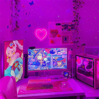 the reason why I love playing on my pc at night 🤩✨🌙 (+ manifesting that i’ll get ayaka when she comes out and still hoping to get mona 😭) 
.
.
.
.
.tags: #pcsetup #pinkaesthetic #pinksetup #pinkgamer #gamingsetup #genshinimpact #roomdecor #kawaiiaesthetic #razer #divoom #aoc #pcgaming #pinkpc #pinkroom #kawaiigirl #setuppink #pinkpinkpink #gamergirl #gamerlife #gamersofinstagram #ledlights #neonlights #animegirl