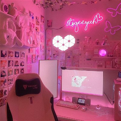 My pc setup but from a different angle 💖  added some new wall decors as you can see hehe really happy with how it turned out 🤍
.
.
.
.
.
tags: #pcsetup #pinksetup #pinkaesthetic #pinkgamingsetup #rgb #rgbsetup #battlestation #kawaiianime #kawaiiaesthetic #roomdecor #pcgaming #gamergirl #gamergirlsetup #gamergirls #gamergram #pink #pinkgaming #kawaii #rgblights #roomideas #roomtour #roommakeover #pinkroom #setupgaming #setuptour #setupinspiration