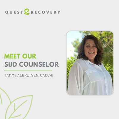 Working at Quest 2 Recovery provides a unique experience, treating each client on an individual basis. What I love most is; being a part of a healing team, enveloped in the same vision - saving lives!⁣⁣
⁣⁣
My goal is to provide evidenced based education to clients and their families to put a stop to the misconception society labels addicts to be morally defective. Addiction IS a disease of the brain and a disease of choice and I can prove it!⁣⁣
⁣⁣
My upcoming purpose is to assist addicts who utilize the human-equine connection to improve the quality of their life in the communities they serve, to turn couples into lovers and groups into teams.⁣⁣
⁣⁣
My favorite hobby is spending quality time with my two brilliant and courageous daughters and my two magnificent horses.⁣⁣
⁣⁣
- Tammy Albretsen, CADC-II