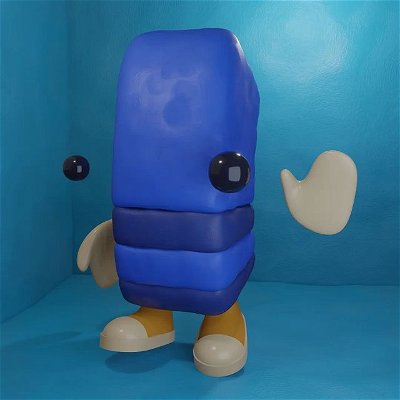 I watched a tutorial on making a clay texture on blender so I wanted to make a simple character 
.
.
.
.
.
#art #3dart #blender3d #blendereevee #blenderart #digitaldoodle #digitalart #clayart #claymation #weirdart #kidcore #blue #characterart #characterdesign