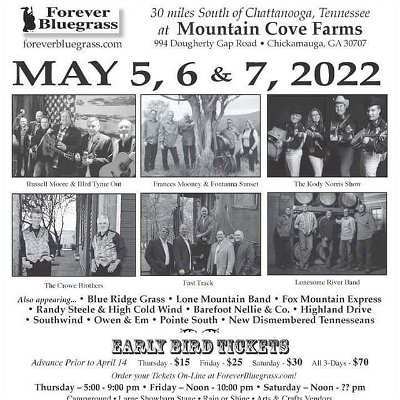 Stoked to play 2 shows with the @highcoldwind on Friday at the @foreverbluegrass Boxcar Pinion Memorial Bluegrass Festival. We play at 1 & 5, a ton of great bands and pickin’ around the campsites as always!  Gonna be a hoot!